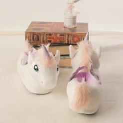 White Plush Unicorn Slippers -Unicorn Fashion 66485 lygerh