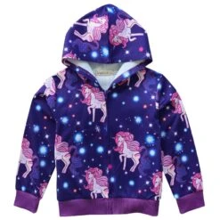 Unicorn In The Galaxy Long-Sleeve Zipper Jacket