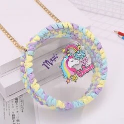 [ Arrival] Unicorn Hand Knitting Round &Transparent Shoulder Bag -Unicorn Fashion 69052 as5lrp