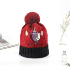 Bling Bling Sequins Crochet Knitted Unicorn Bobble Hat -Unicorn Fashion 69775 41k6xp