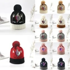 Bling Bling Sequins Crochet Knitted Unicorn Bobble Hat -Unicorn Fashion 69775 r3ggka
