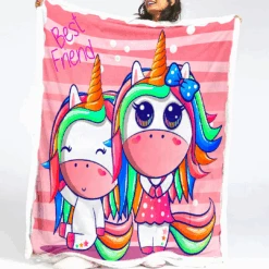 Kid Unicorn Sherpa Fleece Blanket