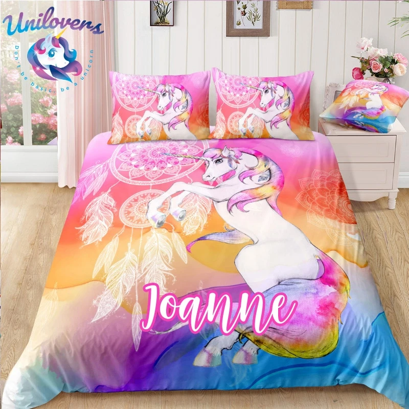 Personalized Custom Dreamcatcher Unicorn Bedding Set 3 Personalized Custom Dreamcatcher Unicorn Bedding Set