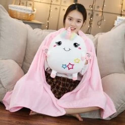 [2 In 1] Super Soft Unicorn Pillow With Blanket Inside -Unicorn Fashion 70227 rhxcj5