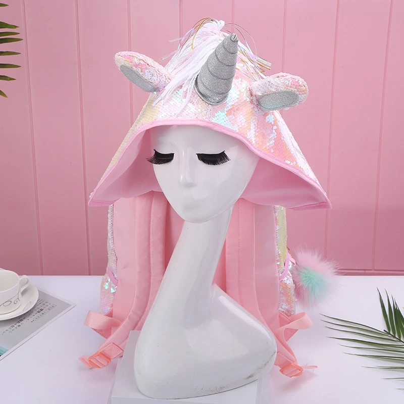 Hologram Sequin Unicorn Hooded Backpack 7 Hologram Sequin Unicorn Hooded Backpack - Image 5