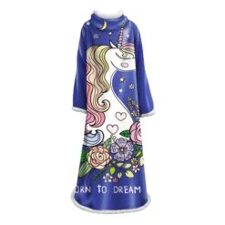 Super Warm & Comfortable Plush Hooded Blanket With Sleeves -Unicorn Fashion 71487 lbhndu