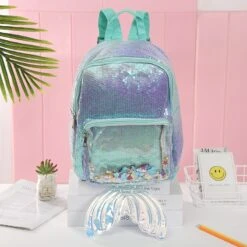 [ Arrival] Glitter Sequin Unicorn Versus Mermaid Transparent Backpack -Unicorn Fashion 72928 3ehmhw 1