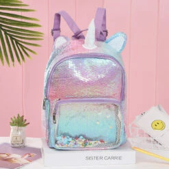 Sequin Mermaid Transparent Backpack -Unicorn Fashion 72928 dvuqgo