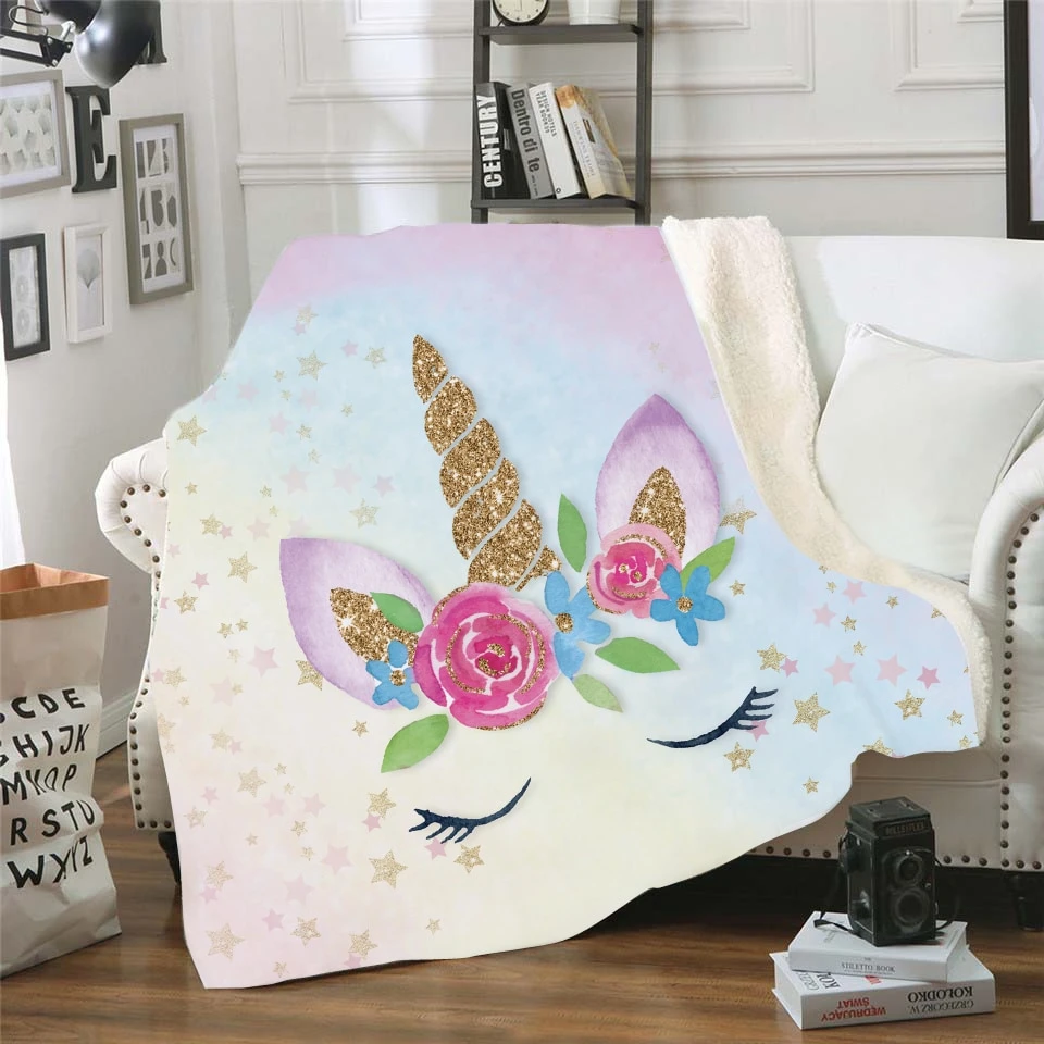 Unicorn Eyelashes Fleece Throw Blanket 4 Unicorn Eyelashes Fleece Throw Blanket - Image 2