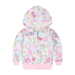 Pink Unicorn Baby Girl Zipper Jackets