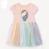 Baby Girls Unicorn Dress Pretty Princess Dress Children Casual Clothes Cotton Mesh Vestidos For Kids 2-7 Year -Unicorn Fashion 742889 421e8e