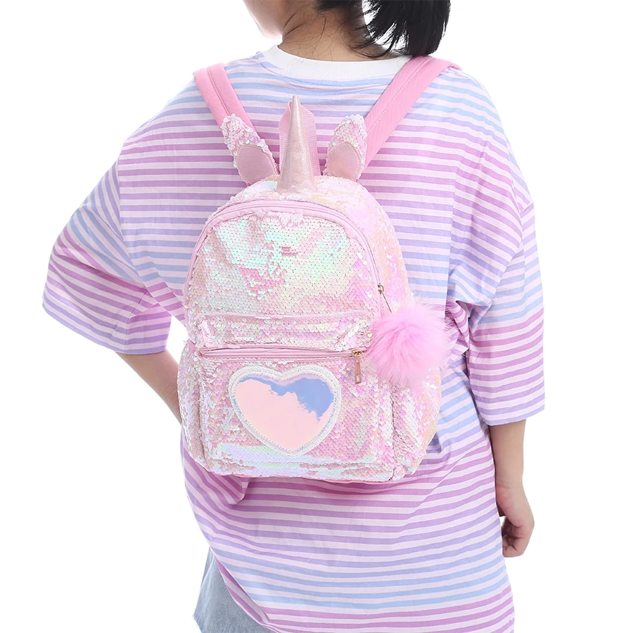 Unicorn Gorgeous Sequin Heart Backpack 5 Unicorn Gorgeous Sequin Heart Backpack - Image 3