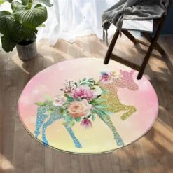 Lovely Unicorn Round Carpet -Unicorn Fashion 74747 7jkbsh