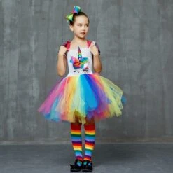 Set Of Unicorn Rainbow Tutu Dress -Unicorn Fashion 74846 6jr1hv
