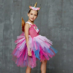 Glittery Unicorn Princess Pageant Flower Tutu Dress -Unicorn Fashion 74926 mbjcr8