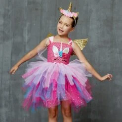 Glittery Unicorn Princess Pageant Flower Tutu Dress -Unicorn Fashion 74926 tnai03