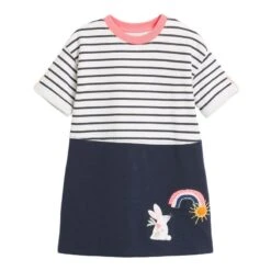 Baby Girls New Fashion Summer Dress Casual Rainbow Unicorn Lined Children Cotton Clothes Soft For Kids 2-7year