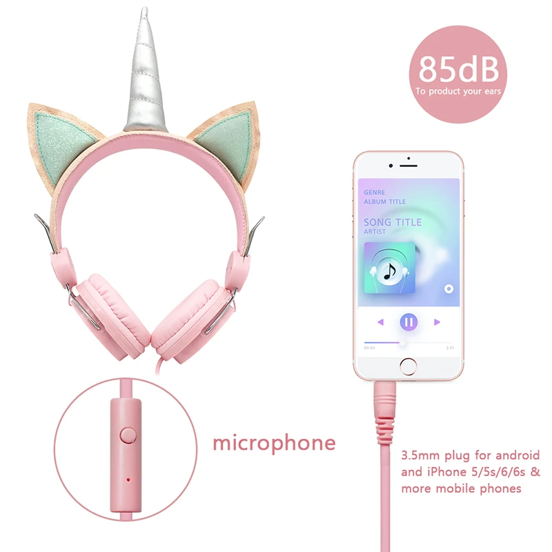 Baby Pink Mint Unicorn Headphones 7 Baby Pink Mint Unicorn Headphones - Image 5