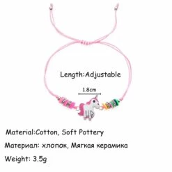 Lovely Pink Adjustable Unicorn Bracelet -Unicorn Fashion 76871 ey0jym
