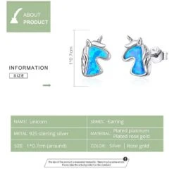 925 Sterling Silver Unicorn Charming Earrings -Unicorn Fashion 78961 m3gcaj
