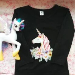 Floral Unicorn Long Sleeve T-shirt -Unicorn Fashion 80825 eypqbd