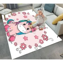Kids Unicorn Stars Flowers Rugs And Carpets -Unicorn Fashion 80903 ojn8he