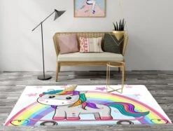 Kids Unicorn Rainbow Rugs And Carpets -Unicorn Fashion 80998 skvofo