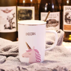 Unicorn Ceramic Mug With Golden Spoon -Unicorn Fashion 81962 ugkmt1