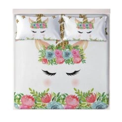 Flowers Unicorn Fitted Sheets -Unicorn Fashion 83211 03pt1y