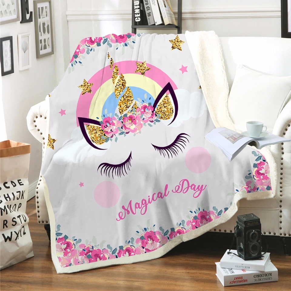 Unicorn Eyelashes Sherpa Fleece Blankets 8 Unicorn Eyelashes Sherpa Fleece Blankets - Image 6