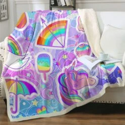 Ice Cream Unicorn Throw Fleece Blanket -Unicorn Fashion 83986 xya15w