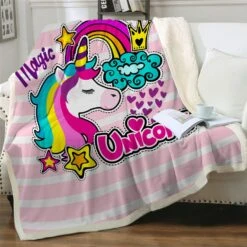 Sweet Dream Rainbow Unicorn Throw Blanket For Kids -Unicorn Fashion 84012 ncjcrv