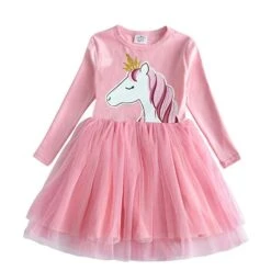 Unicorn Long Sleeve Tutu Dresses For Girls 11 Unicorn Long Sleeve Tutu Dresses For Girls -Unicorn Fashion 84415 cygiji
