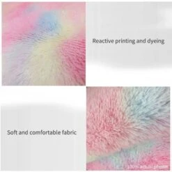 Rainbow Fluffy Tie-dye Rug For Bedroom -Unicorn Fashion 84626 let3i2