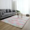 Rainbow Fluffy Tie-dye Rug For Bedroom -Unicorn Fashion 84626 odt8h3