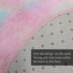Rainbow Fluffy Tie-dye Rug For Bedroom -Unicorn Fashion 84626 qbziox
