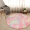 Rainbow Tie-dye Fluffy Round Rug -Unicorn Fashion 84647 igp7p3