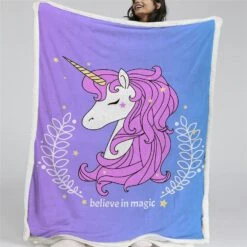 Cute Unicorn Sherpa Fleece Blanket