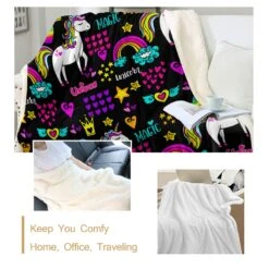 Colorful Unicorn Sherpa Blanket For Kids -Unicorn Fashion 86231 f20vdw