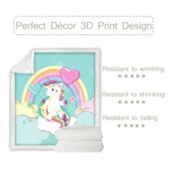 Rainbow Unicorn Bed Fleece Blanket -Unicorn Fashion 86276 iu9wfd