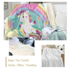 Rainbow Unicorn Bed Fleece Blanket -Unicorn Fashion 86276 reshhg
