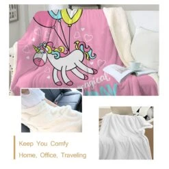 Unicorn Kids Pink Fleece Blanket -Unicorn Fashion 86309 cqvlx3