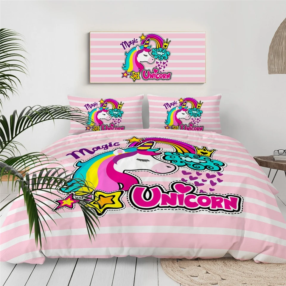 Calorful Magic Unicorn Bedding Set 3 Calorful Magic Unicorn Bedding Set