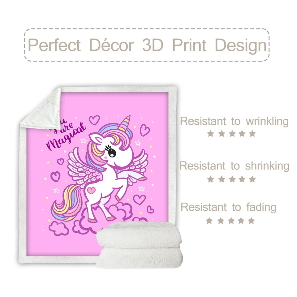 Pink Unicorn Girly Blanket For Kids 5 Pink Unicorn Girly Blanket For Kids - Image 3