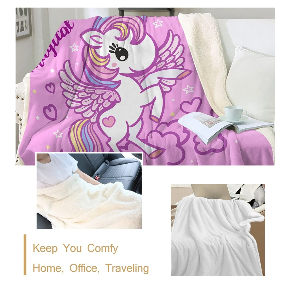 Pink Unicorn Girly Blanket For Kids 6 Pink Unicorn Girly Blanket For Kids - Image 4