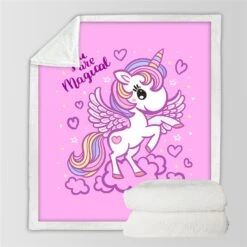 Pink Unicorn Girly Blanket For Kids
