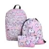3pcs Unicorn Backpack Shoulder Drawstring Bags For Teenage