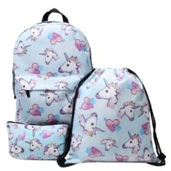 3PCS Unicorn Shoulder Drawstring Schoolbags