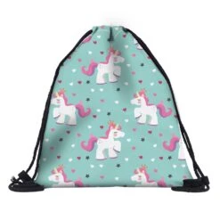 Drawstring Bag Unicorn Printed For Summer Travelling