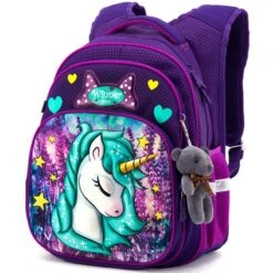 3D Cartoon Sparkling Unicorn School Bag For Girls
